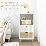 Homcom Modern Bookcase With Drawers And Open Shelf, Bookshelf, Storage Cabinet For Study Living Room Home Office, White And Natural