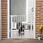 Pawhut Adjustable Pet Safety Gate Dog Barrier Home Fence Room Divider Stair Guard Mounting White (76 H X 75-82w Cm)