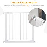 Pawhut Adjustable Pet Safety Gate Dog Barrier Home Fence Room Divider Stair Guard Mounting White (76 H X 75-82w Cm)