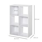 Homcom 3-tier 6 Cubes Storage Unit Particle Board Cabinet Bookcase Organiser Home Office Shelves White