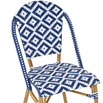 4 Seater Garden Dining Set Blue And White Pe Rattan Top Ø 70 Table And 4 Stackable Aluminium Frame Beliani