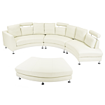 Curved Sofa Beige Faux Leather Modular 7-seater Adjustable Headrests Modern Beliani