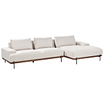 Left Hand Corner Fabric Sofa Beige Fabric Metal Legs 3 Seater Minimalistic Style Beliani