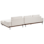 Left Hand Corner Fabric Sofa Beige Fabric Metal Legs 3 Seater Minimalistic Style Beliani