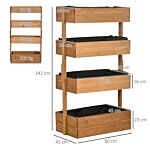 Outsunny 80cm X 45cm X 142cm 4-tier Raised Garden Bed, Fir Wood Vertical Planter Box, Freestanding Elevated Plant Stand For Indoor Outdoor Use