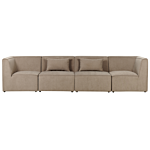 Modular 4 Seater Sofa Taupe Corduroy Sectional 4 Pieces Sofa Modern Jumbo Cord Minimalistic Style Beliani