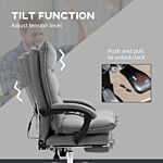 Vinsetto Vibration Massage Office Chair With Heat, Microfibre Computer Chair With Footrest, Armrest, Double Padding, Reclining Back, Grey