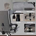 Vinsetto Vibration Massage Office Chair With Heat, Microfibre Computer Chair With Footrest, Armrest, Double Padding, Reclining Back, Grey