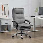 Vinsetto Vibration Massage Office Chair With Heat, Microfibre Computer Chair With Footrest, Armrest, Double Padding, Reclining Back, Grey