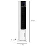 Homcom 41" Bladeless Air Cooler, Evaporative Ice Cooling Tower Fan Water Conditioner Humidifier Unit W/ 3 Modes, Remote Controller, Timer