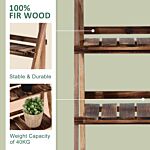 Outsunny Wooden Folding Flower Pot Stand 3 Tier Garden Planter Display Ladder Gardener Storage Shelves Rack Herb Holder (80l X 37w X 93h (cm))