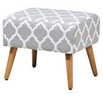 Footstool Grey Cotton With Wooden Legs Oriental Pattern Scandinavian Style Beliani