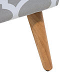 Footstool Grey Cotton With Wooden Legs Oriental Pattern Scandinavian Style Beliani