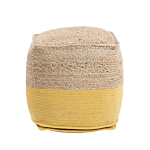 Pouf Ottoman Yellow Jute Eps Beads Filling Square 44 X 44 Cm Boho Style Beliani