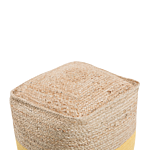 Pouf Ottoman Yellow Jute Eps Beads Filling Square 44 X 44 Cm Boho Style Beliani