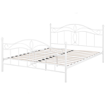 Bed Frame White Eu Double Size 4ft6 Metal Vintage Beliani