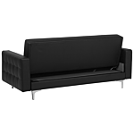 Sofa Bed Black Faux Leather Tufted Modern Living Room Modular 3 Seater Silver Legs Track Arm Beliani