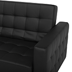 Sofa Bed Black Faux Leather Tufted Modern Living Room Modular 3 Seater Silver Legs Track Arm Beliani
