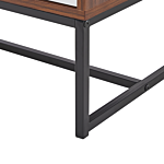 Tv Stand Dark Wood With White Metal Legs Rectangular For Up To 75ʺ Tv Media Unit With Shelves Doors Cable Management Living Room Furniture Beliani