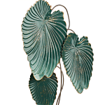 Decorative Figurine Gold And Teal Iron 44 Cm Statue With Leaves On Stand Statuette Ornament Decor Accessories Beliani