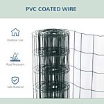 Pawhut 1m X 10m Chicken Wire Mesh, Foldable Pvc Coated Welded Garden Fence, Roll Poultry Netting, For Rabbit, Green