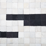 Area Rug Black And White Cowhide Leather 160 X 230 Cm Rectangular Geometric Abstract Pattern Handcrafted Beliani