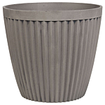 Set Of 2 Plant Pots Planter Solid Taupe Stone Mixture Round ⌀ 44 Cm Outdoor Resistances All-weather Beliani
