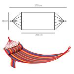 Outsunny Cotton Hammock Soft Portable Swing Sleeping W/ Headrest & Side Pocket Deluxe Swing Chair For Beach, Yard, Bedroom, Patio, Porch, 270 X 80 Cm