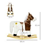 Homcom Rocking Horse With Music Sound, Ride On Horse With Saddle Gift For 3-6 Years Old Girl And Boy, Brown