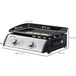 Outsunny Gas Plancha Barbecue Grill 6kw Portable Tabletop Gas Bbq W/ 2 Burners, Non-stick Hotplate, Drain Hole And Grease Collection Box