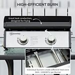Outsunny Gas Plancha Barbecue Grill 6kw Portable Tabletop Gas Bbq W/ 2 Burners, Non-stick Hotplate, Drain Hole And Grease Collection Box