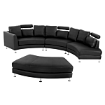 Curved Sofa Black Faux Leather Modular 7-seater Adjustable Headrests Modern Beliani