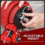 Homcom 30kgs Two-in-one Dumbbell & Barbell Adjustable Set Strength Muscle Exercise Fitness Plate Bar Clamp Rod Home Gym Sports Area