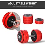 Homcom 30kgs Two-in-one Dumbbell & Barbell Adjustable Set Strength Muscle Exercise Fitness Plate Bar Clamp Rod Home Gym Sports Area