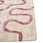Area Rug Beige And Pink Viscose And Wool Abstract Pattern 160 X 230 Cm Modern Glam Style Beliani