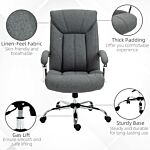 Vinsetto Swivel Desk Chair With Linen Fabric，study Task Chair For Home Office, Adjustable Height, Armrests, Swivel Wheels, Grey