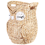Wicker Owl Basket Natural Water Hyacinth Woven Toy Hamper Child's Room Accessory Beliani