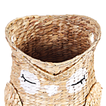 Wicker Owl Basket Natural Water Hyacinth Woven Toy Hamper Child's Room Accessory Beliani