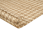 Area Rug Beige Jute 160 X 230 Cm Houndstooth Pattern Hand Woven Boho Living Room Bedroom Beliani