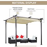 Outsunny 3 X 3(m) Metal Pergola Gazebo Awning Retractable Canopy Outdoor Garden Sun Shade Shelter Marquee Party Bbq Beige