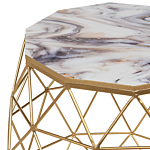 Coffee Table Gold Marble Effect Finish Mdf Tabletop Iron Base Living Room End Table Beliani