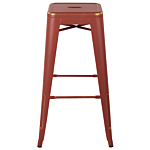 Set Of 2 Bar Stools Red With Gold Steel 76 Cm Stackable Counter Height Industrial Beliani