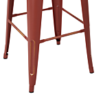 Set Of 2 Bar Stools Red With Gold Steel 76 Cm Stackable Counter Height Industrial Beliani