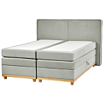 Eu King Size Divan Bed With Storage 5ft3 Light Grey Upholstery With Bonell Spring Mattress Beliani