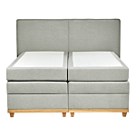 Eu King Size Divan Bed With Storage 5ft3 Light Grey Upholstery With Bonell Spring Mattress Beliani