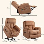 Homcom Power Lift Riser And Recliner Chair With Vibration Massage, Heat, Side Pocket, Brown