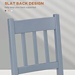 Homcom Dining Chairs Set Of 2, Kitchen Chair With Slat Back, Pine Wood Structure For Living Room And Dining Room, Grey