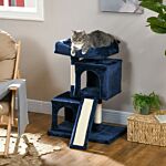 Pawhut Sisal Cat Rest & Play Activity Tree W/ 2 House Navy Blue