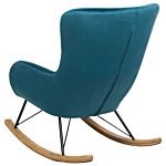 Rocking Chair Sea Blue Velvet Metal Legs Wooden Skates Modern Beliani