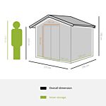 Outsunny Lockable Garden Shed Large Patio Tool Metal Storage Building Foundation Sheds Box Outdoor Furniture (9 X 6 Ft, Green)